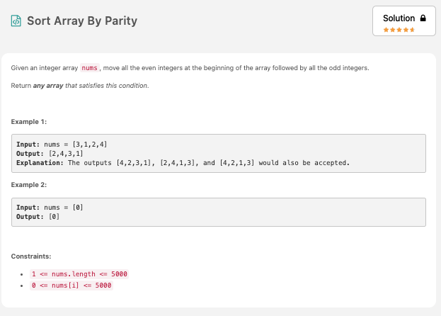 Sort Array By Parity